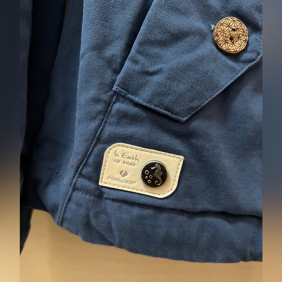 Ragwear Women’s Blue Jacket Size Small Eco Friendly  Wooden Buttons - Picture 3 of 11